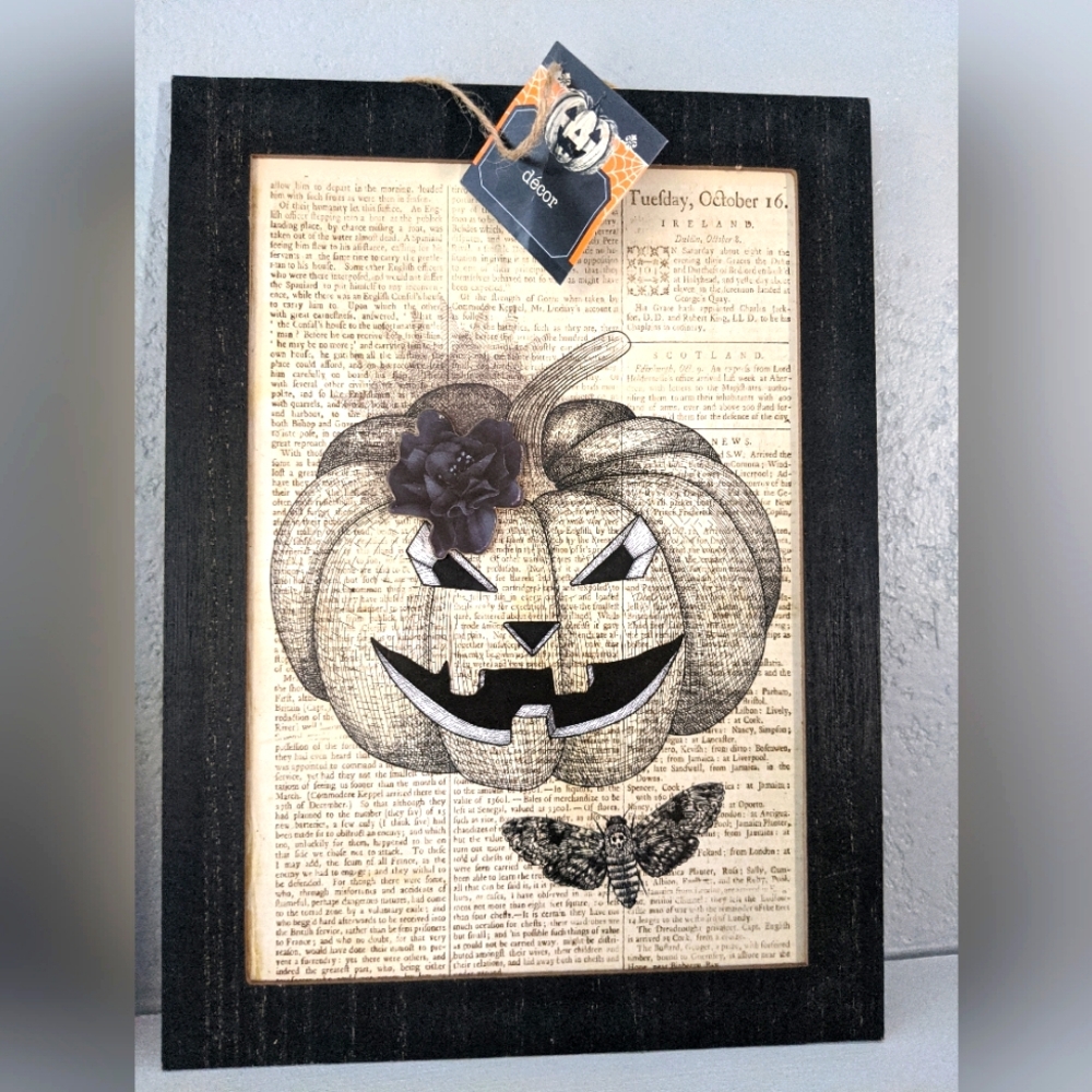 Halloween Pumpkin Moth Wall Print Oddity Witchy Gothic Academia Decor